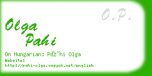 olga pahi business card